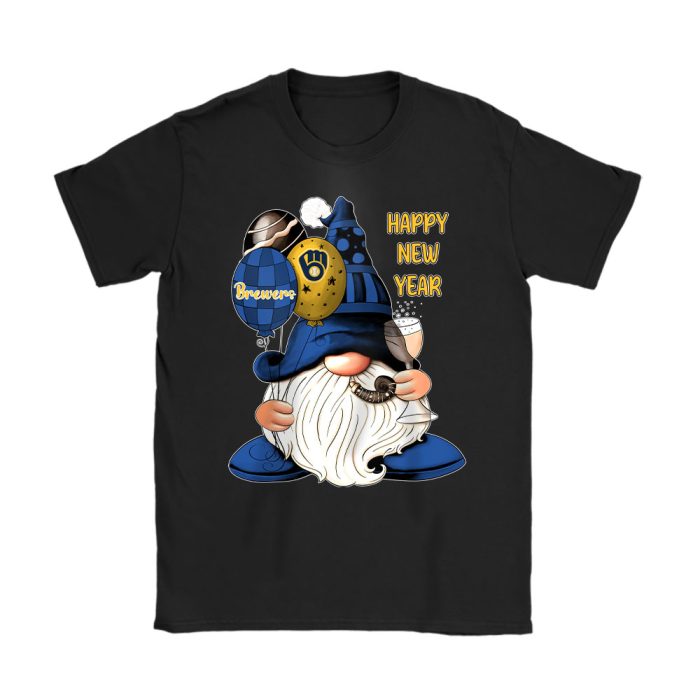 Milwaukee Brewers Happy New Year MLB Gift For Fan Cute Gnomes Unisex T-Shirt Cotton Tee TAT22810