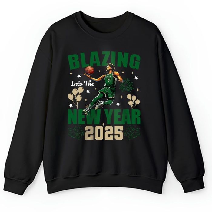 Milwaukee Bucks Blazing Into The New Year NBA Gift For Fan Hello 2025 Unisex Sweatshirt TAS22805