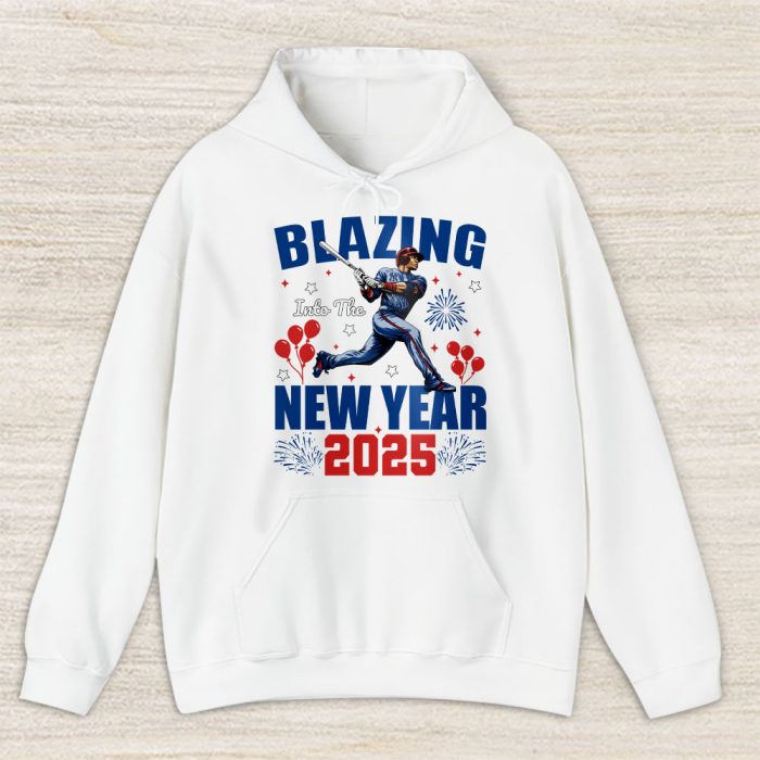 New York Yankees Blazing Into The New Year MLB Gift For Fan Hello 2025 Unisex Hoodie TAH22939