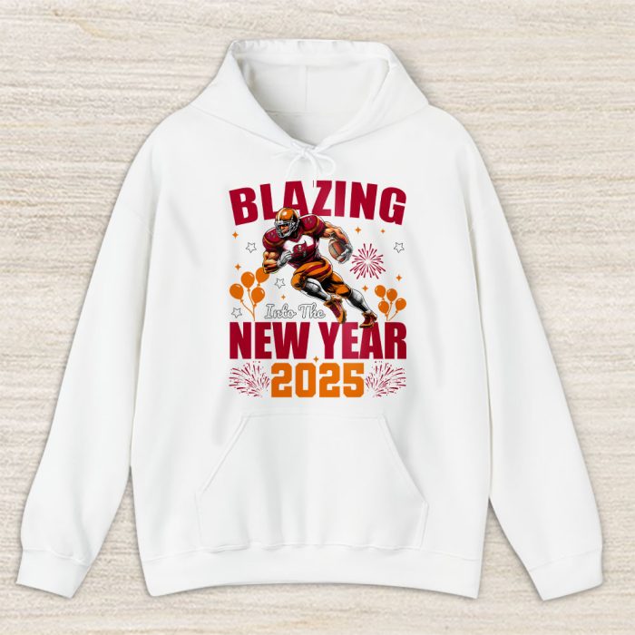 Tampa Bay Buccaneers Blazing New Year NFL Gift For Fan Hello 2025 Unisex Hoodie TAH23116