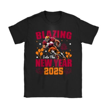 Tampa Bay Buccaneers Blazing New Year NFL Gift For Fan Hello 2025 Unisex T-Shirt Cotton Tee TAT23116