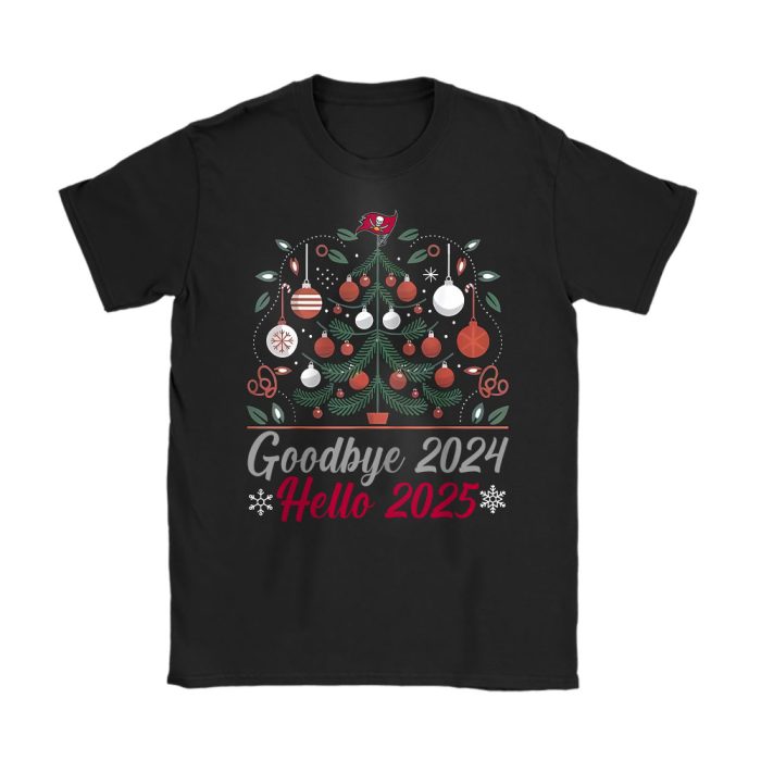 Tampa Bay Buccaneers Happy New Year NFL Gift For Fan Goodbye 2024 Hello 2025 Unisex T-Shirt Cotton Tee TAT23105