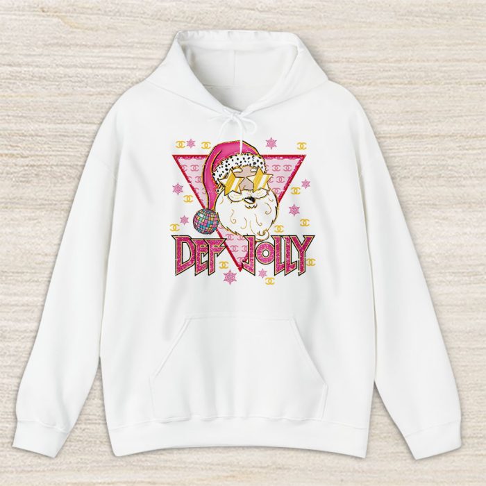 Def Jolly Retro Santa Claus Glitter Pink Christmas Chanel Unisex Hoodie TAH24333