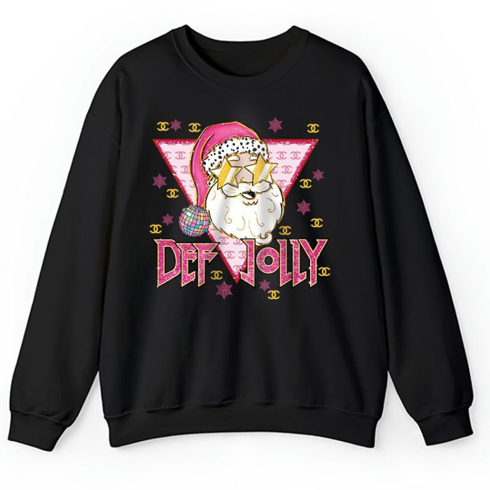 Def Jolly Retro Santa Claus Glitter Pink Christmas Chanel Unisex Sweatshirt TAS24333