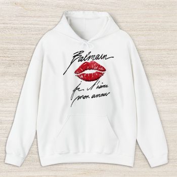 Flocked Balmain Letter Logo Balmain Unisex Hoodie TAH24342