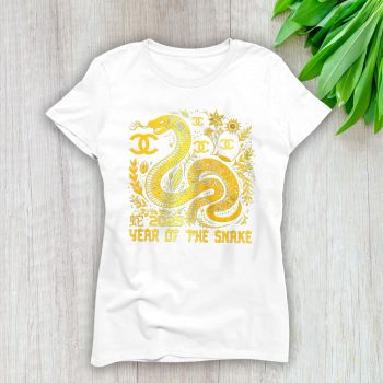 Happy Chinese New Year Gold Snake Chanel Lady T-Shirt Women Cotton Tee LAL23320