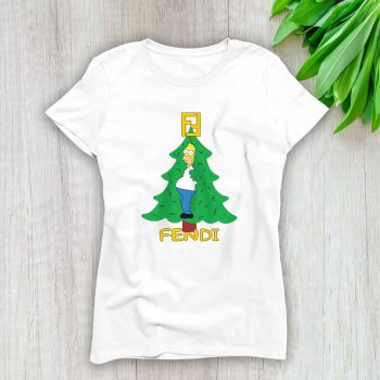 Homer Simpson Christmas Tree Fendi Lady T-Shirt Women Cotton Tee LAL23332