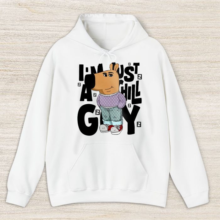 Im Just A Chill Guy Comfort Viral Dog Cartoon Fendi Unisex Hoodie TAH24356