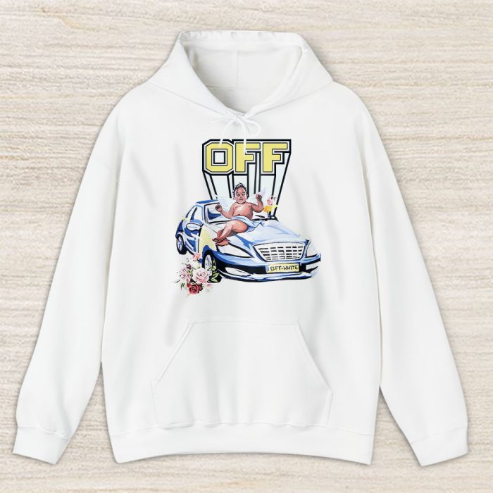 Logo With A Cherub And Car Graphic Offwhite Unisex Hoodie TAH24392