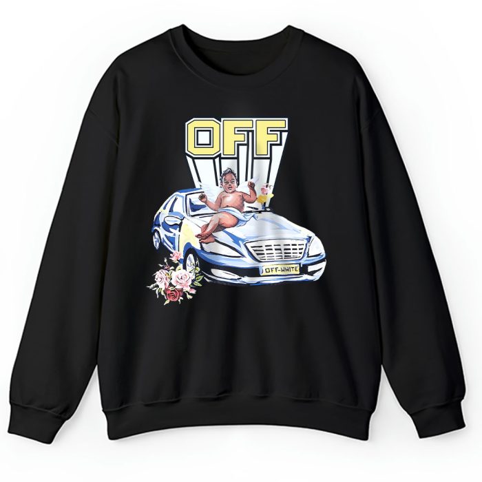 Logo With A Cherub And Car Graphic Offwhite Unisex Sweatshirt TAS24392
