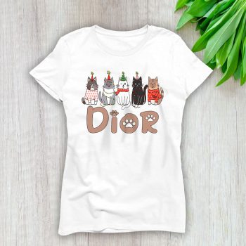 Meowy Catmas Christmas Funny Christmas Cat Lover Dior Lady T-Shirt Women Cotton Tee LAL23338