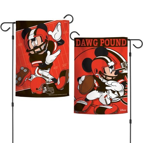 Cleveland-Browns-Mickey-Mouse-2-Sided-Garden-Flag-Yard-Banner-Disney Cleveland Browns Mickey Mouse 2 Sided Garden Flag Yard Banner Disney
