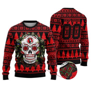 LIGA MX Club Tijuana Special Sugar Skull Christmas Ugly Sweater