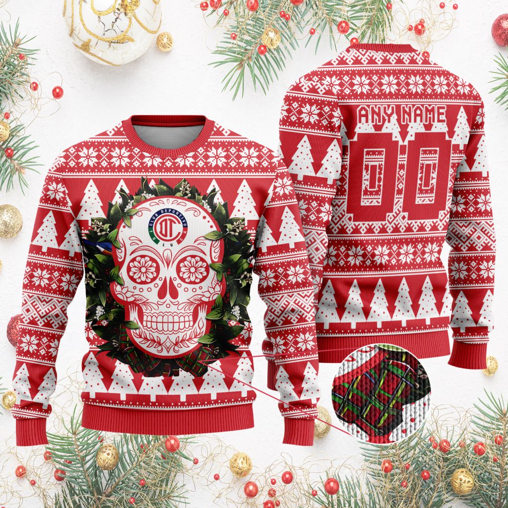 LIGA-MX-Deportivo-Toluca-Special-Sugar-Skull-Christmas-Ugly-Sweater-1
