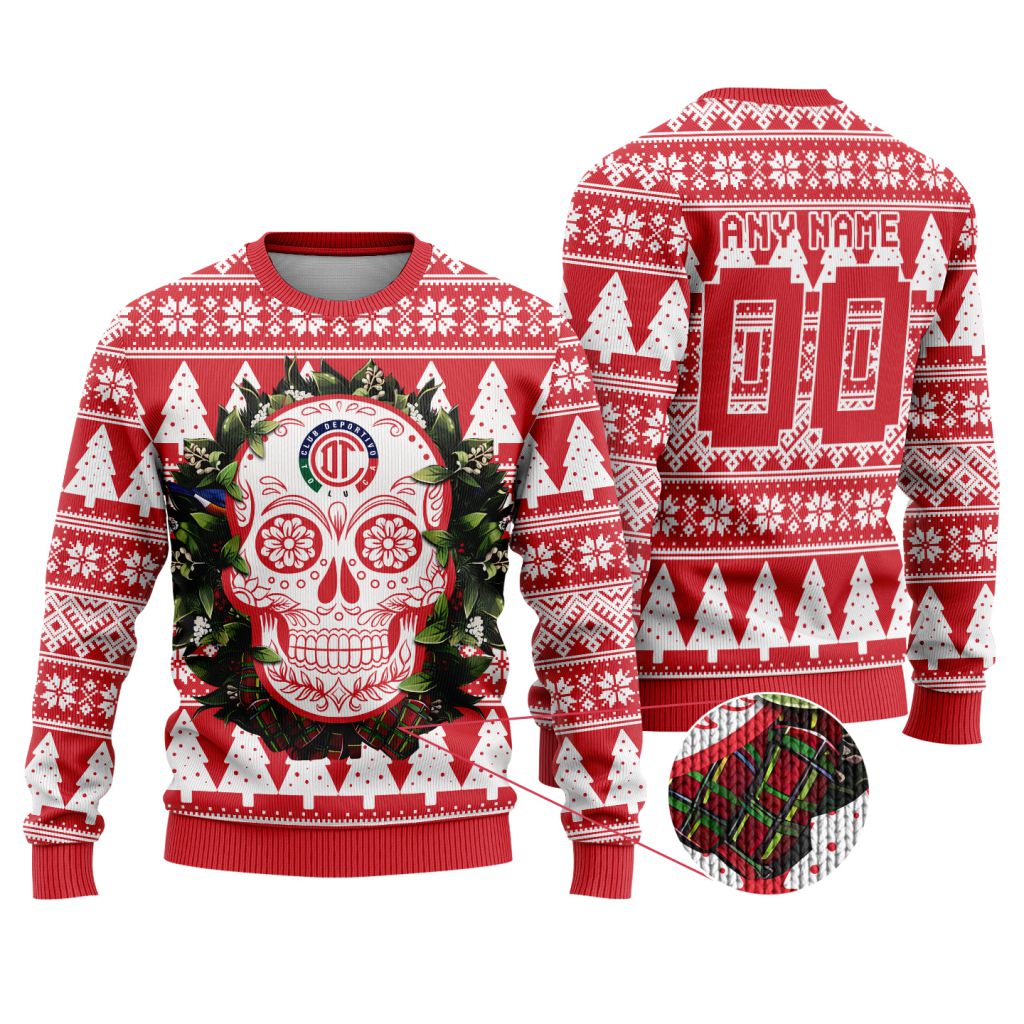LIGA-MX-Deportivo-Toluca-Special-Sugar-Skull-Christmas-Ugly-Sweater LIGA MX Deportivo Toluca Special Sugar Skull Christmas Ugly Sweater