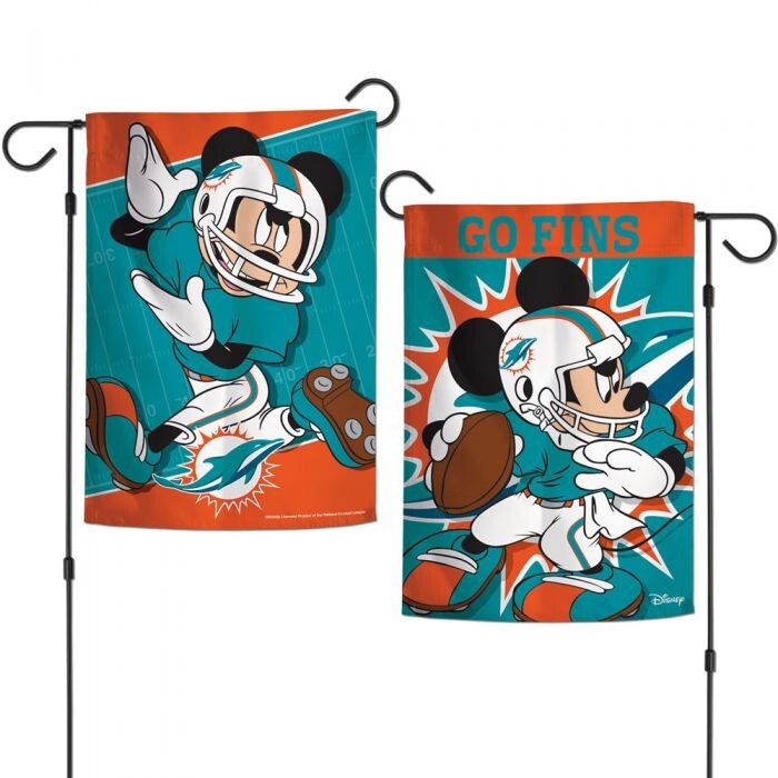 Miami-Dolphins-Mickey-Mouse-2-Sided-Garden-Flag-Yard-Banner-Disney Miami Dolphins Mickey Mouse 2 Sided Garden Flag Yard Banner Disney