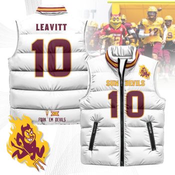 Arizona State Sun Devils Unisex Puffer Vest Sleeveless Down Jacket- White / Sam Leavitt - 10