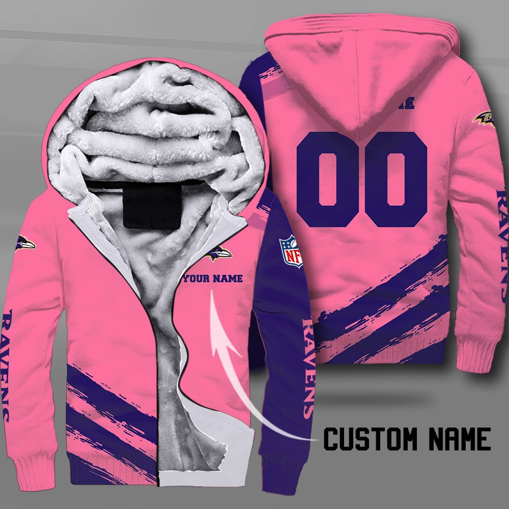 Baltimore-Ravens-Fleece-Hoodie-Pink Baltimore Ravens Fleece Hoodie / Pink
