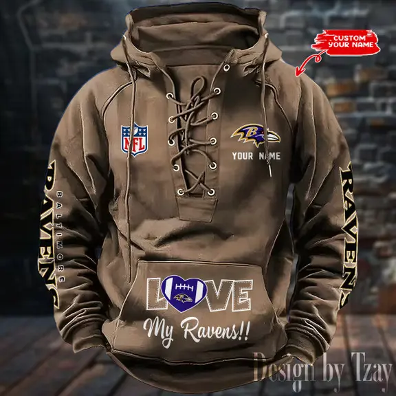Baltimore-Ravens-Hooded-Lace-up-Vintage-Hoodie-RETRO1123 Baltimore Ravens Hooded Lace-up Vintage Hoodie RETRO1123