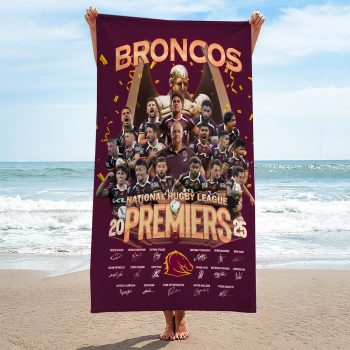 Brisbane Broncos 2025 NRL Premiers Rectangle Beach Towel TWG1025