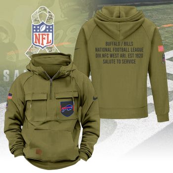 Buffalo Bills 2025 Salute to Service Military Green Vintage Quarter Zip Hoodie