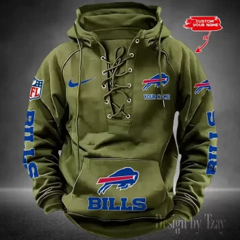 Buffalo Bills Hooded Lace-up Vintage Hoodie RETRO1153