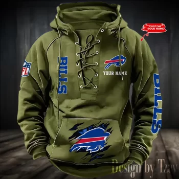Buffalo Bills Hooded Lace-up Vintage Hoodie RETRO1155