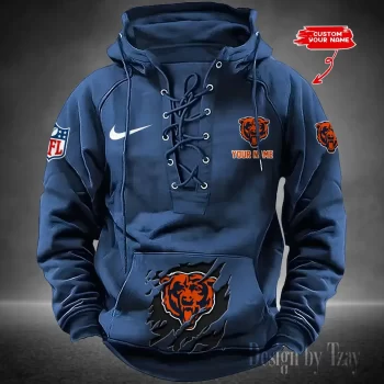 Chicago Bears Hooded Lace-up Vintage Hoodie RETRO1147