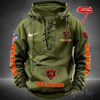Chicago Bears Hooded Lace-up Vintage Hoodie RETRO1154