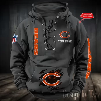 Chicago Bears Hooded Lace-up Vintage Hoodie RETRO1156