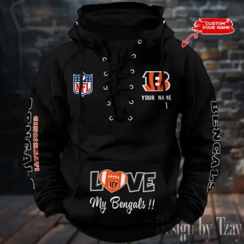 Cincinnati Bengals Hooded Lace-up Vintage Hoodie  RETRO1131