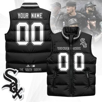 Custom Chicago White Sox Unisex Puffer Vest Sleeveless Down Jacket- Black