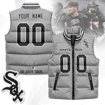 Custom Chicago White Sox Unisex Puffer Vest Sleeveless Down Jacket- Gray
