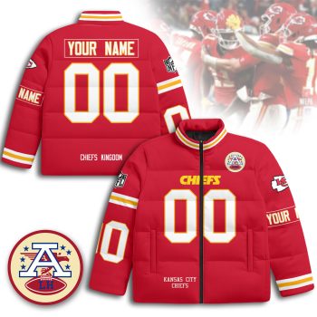 Custom Kansas City Chiefs Unisex Stand Collar Puffer Jacket - Red