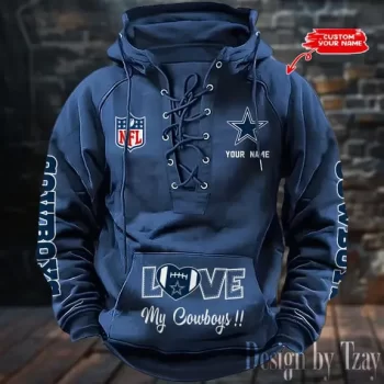 Dallas Cowboys Hooded Lace-up Vintage Hoodie  RETRO1116