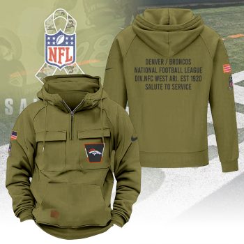 Denver Broncos 2025 Salute to Service Military Green Vintage Quarter Zip Hoodie