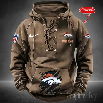 Denver Broncos Hooded Lace-up Vintage Hoodie RETRO1004