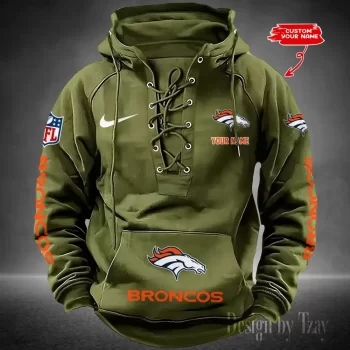 Denver Broncos Hooded Lace-up Vintage Hoodie RETRO1006