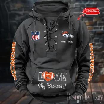 Denver Broncos Hooded Lace-up Vintage Hoodie  RETRO1117