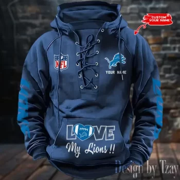 Detroit Lions Hooded Lace-up Vintage Hoodie  RETRO1114
