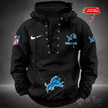 Detroit Lions Hooded Lace-up Vintage Hoodie RETRO1148