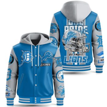 Detroit Lions Special Hooded Baseball Jacket Varsity Jacket CHB1167