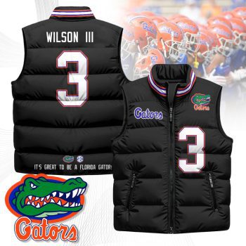 Florida Gators Unisex Puffer Vest Sleeveless Down Jacket- Black / Eugene Wilson III - 3