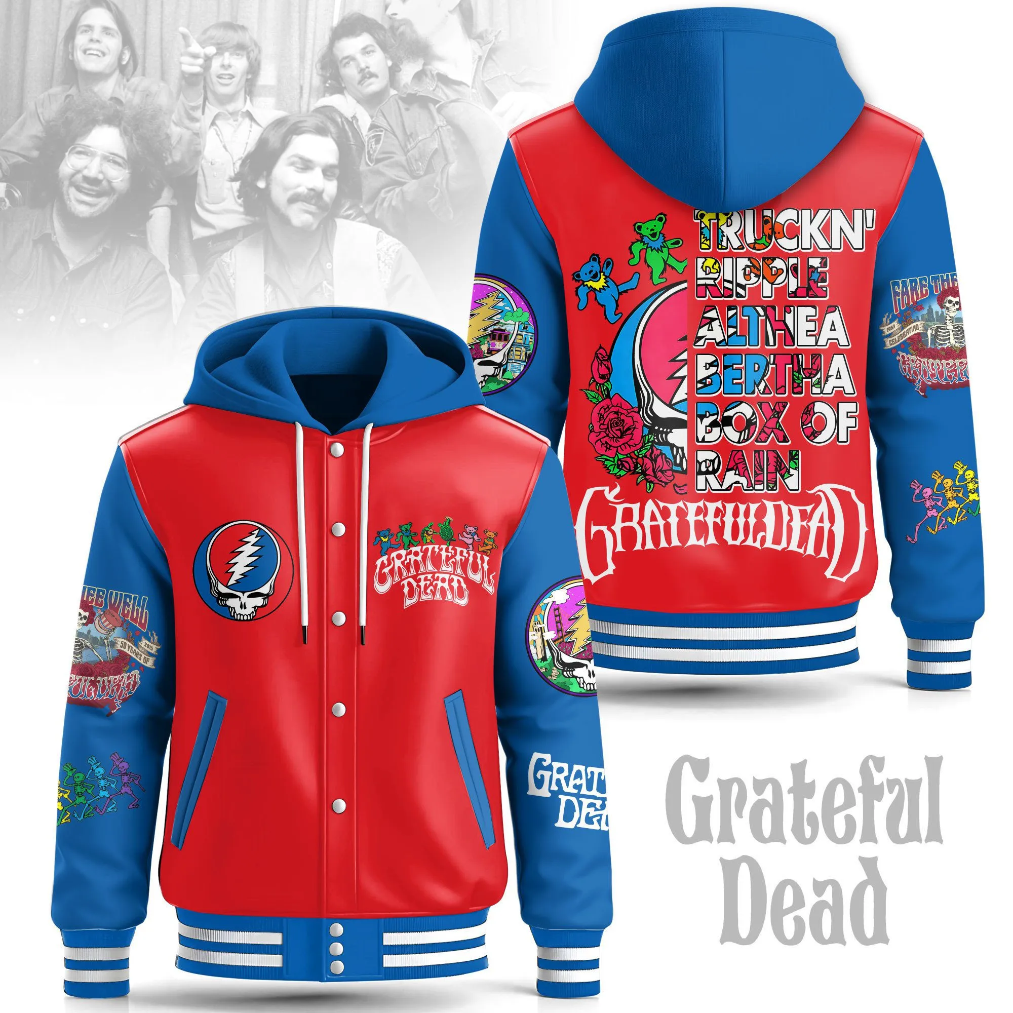 Grateful Dead Special Hooded Baseball Jacket Varsity Jacket CHB1302