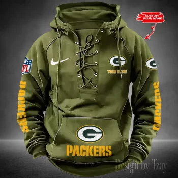 Green Bay Packers Hooded Lace-up Vintage Hoodie RETRO1051