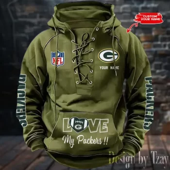 Green Bay Packers Hooded Lace-up Vintage Hoodie  RETRO1127