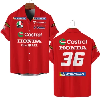 Honda HRC Castrol Personalized Hawaiian Shirt Button Down Shirt