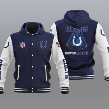 Indianapolis Colts Hooded Button Jacket Varsity Jacket with Hood - Navy