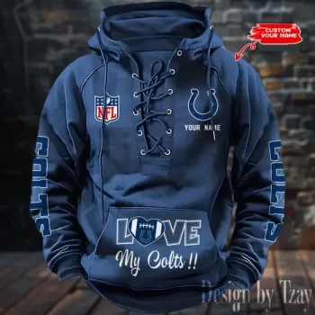 Indianapolis Colts Hooded Lace-up Vintage Hoodie  RETRO1133