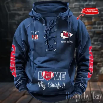 Kansas City Chiefs Hooded Lace-up Vintage Hoodie  RETRO1135